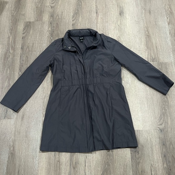 Eileen Fisher M Full Length Rain Jacket Overcoat Packable Hood Waterproof Coat - Picture 1 of 7